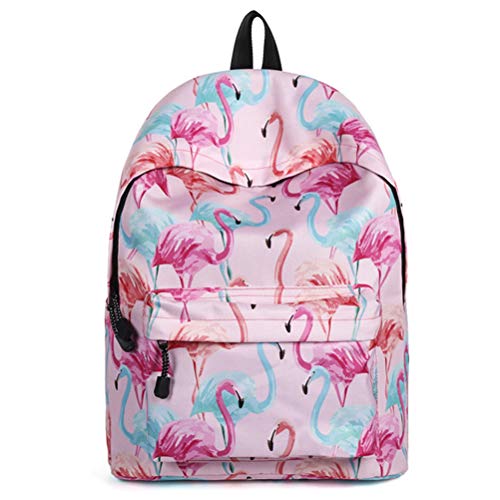 Fieans Modischer Freizeitrucksack Mädchen Jugendliche Schulrucksack Frauen Wasserdicht Daypacks Rosa Schultaschen Süße Druck Kinderrucksack - Flamingo von Fieans