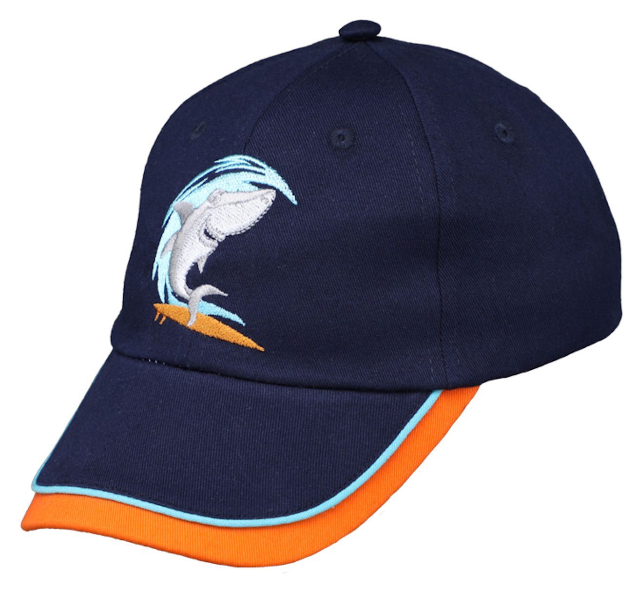 Fiebig Baseball Cap Fiebig Basecap Hai Jungen Mütze cap dunkelblau orange Gr. 53 von Fiebig