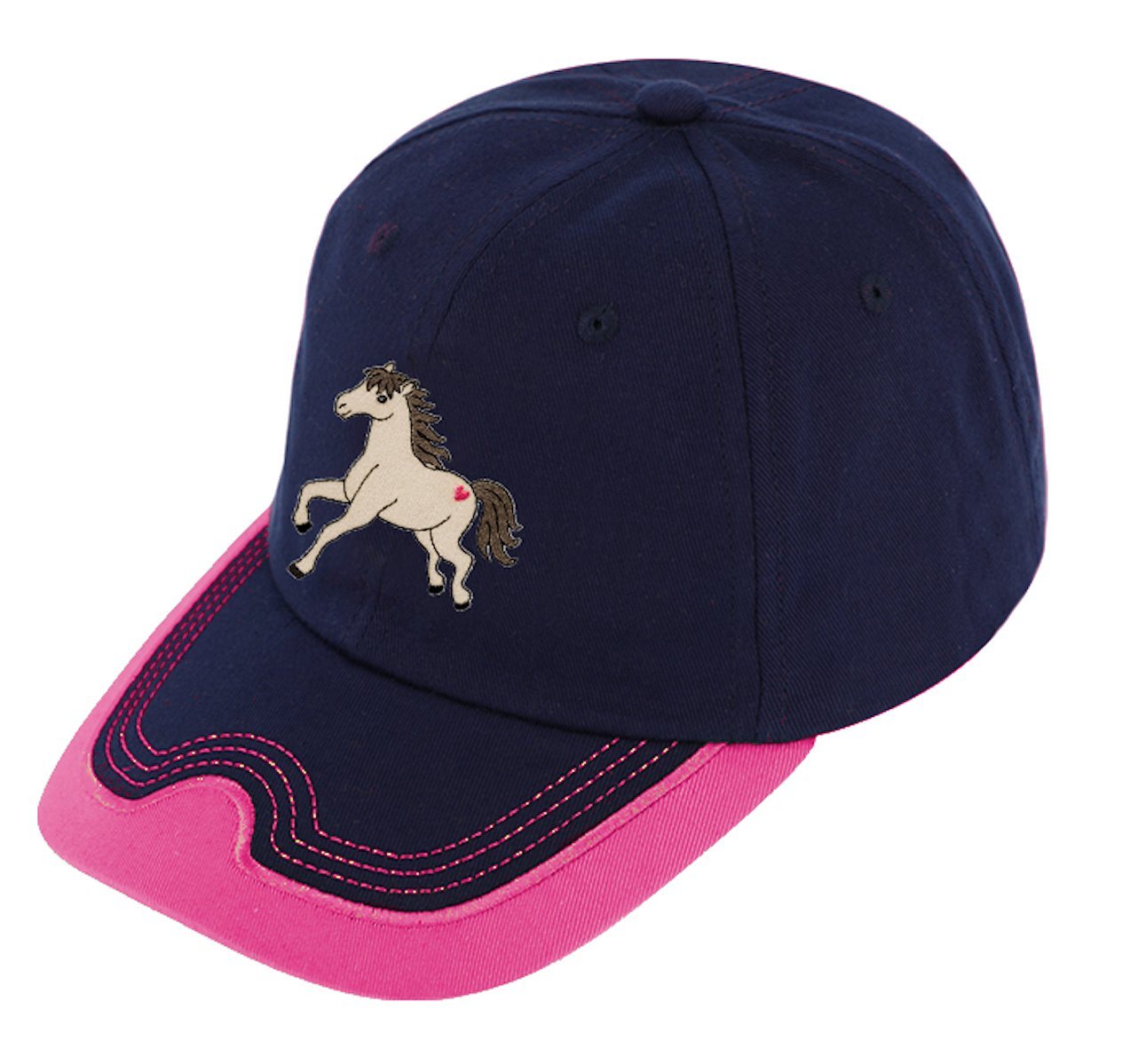 Fiebig Baseball Cap Fiebig Pferde Basecap cap Mütze Mädchen Baseballcap Pferd marine pink von Fiebig