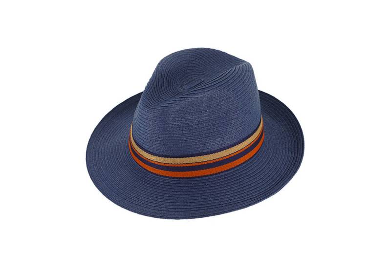Fiebig Sonnenhut Papierhut Fedora mit gestreiftem Ripsband Marine von Fiebig