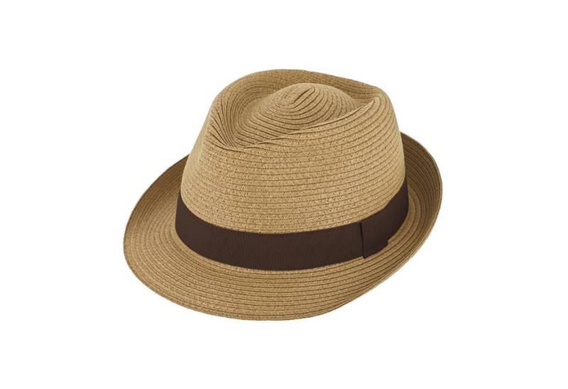 Fiebig Sonnenhut Papierhut Trilby uni mit gleichfarbigem Ripsband von Fiebig