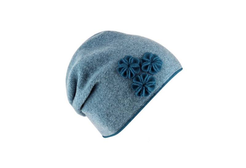 Fiebig Strickmütze Strickmütze Beanie für Damen meliert mit Raffung hinten von Fiebig