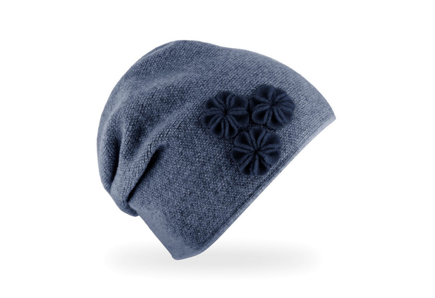 Fiebig Strickmütze Strickmütze Beanie für Damen meliert mit Raffung hinten von Fiebig