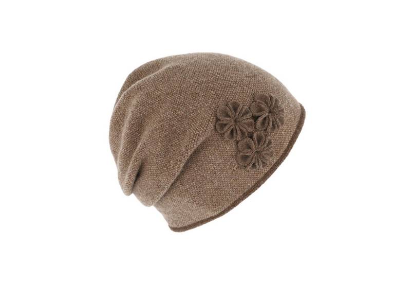 Fiebig Strickmütze Strickmütze Beanie für Damen meliert mit Raffung hinten von Fiebig