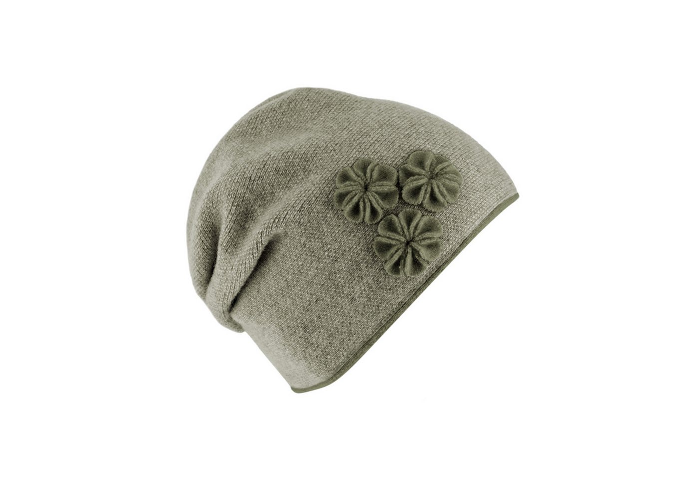 Fiebig Strickmütze Strickmütze Beanie für Damen meliert mit Raffung hinten von Fiebig