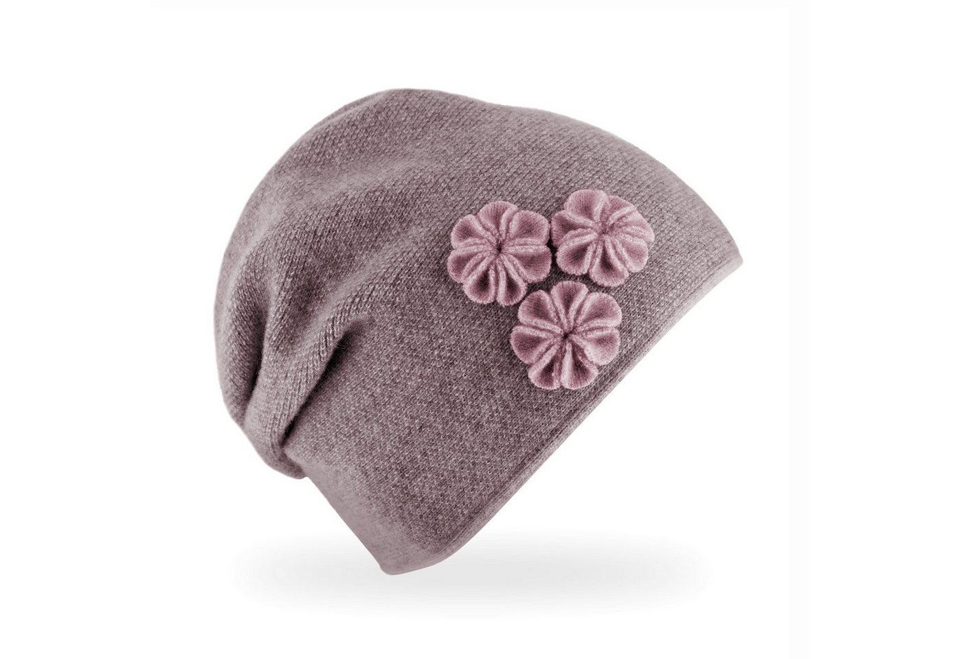 Fiebig Strickmütze Strickmütze Beanie für Damen meliert mit Raffung hinten von Fiebig