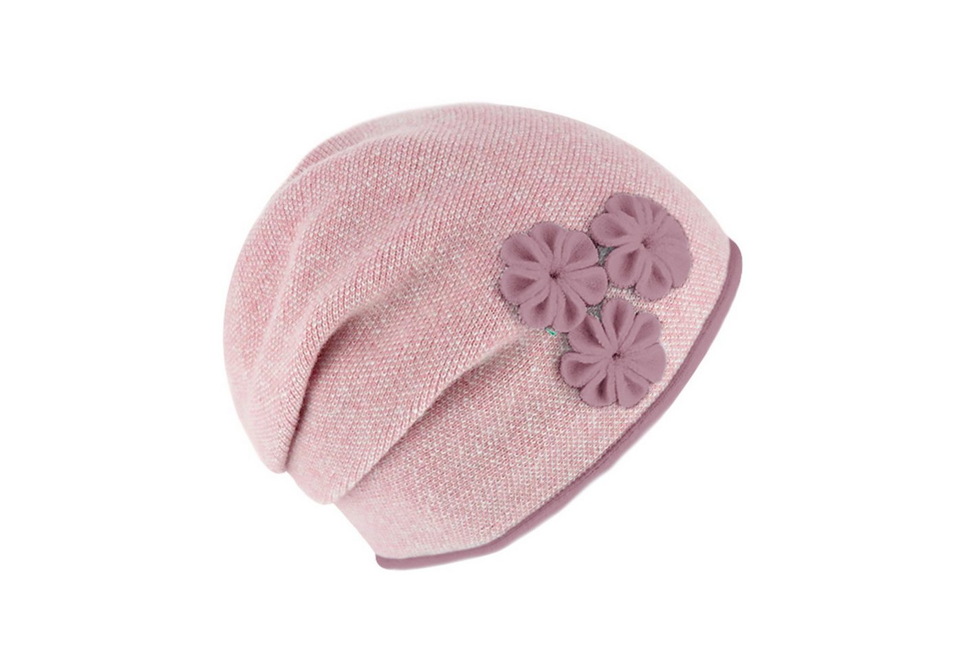 Fiebig Strickmütze Strickmütze Beanie für Damen meliert mit Raffung hinten von Fiebig