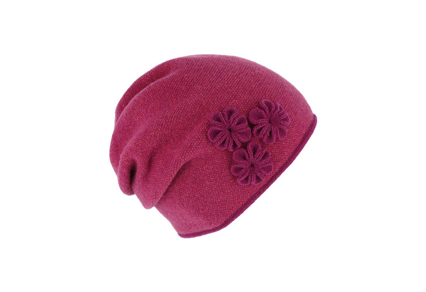 Fiebig Strickmütze Strickmütze Beanie für Damen meliert mit Raffung hinten von Fiebig