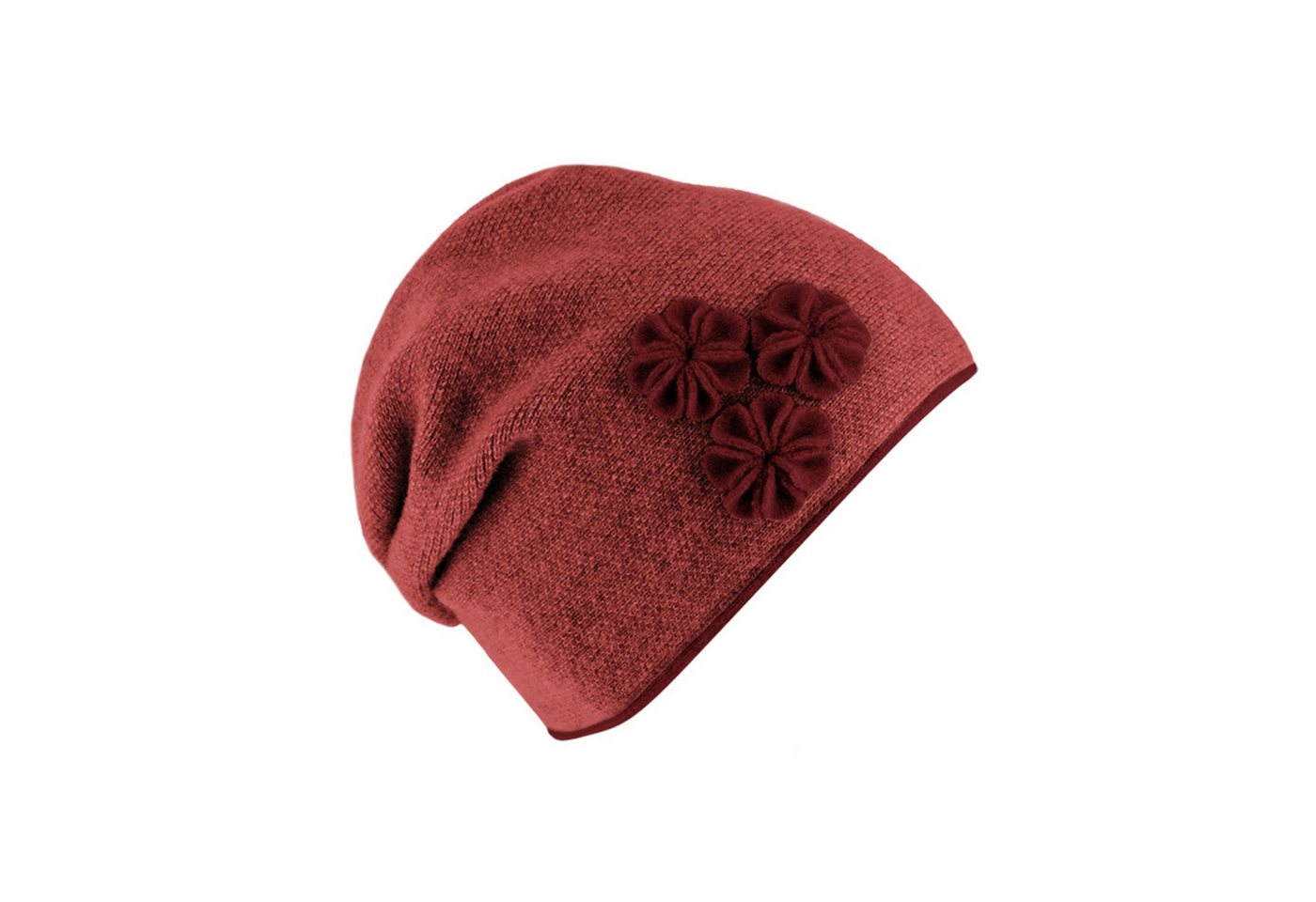 Fiebig Strickmütze Strickmütze Beanie für Damen meliert mit Raffung hinten von Fiebig