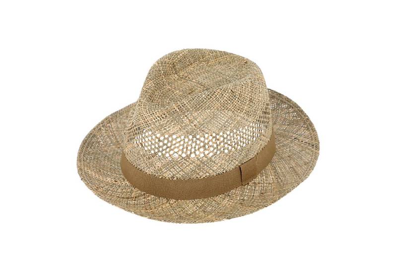 Fiebig Strohhut Strohhut Fedora aus Seegras mit einfarbigem Band von Fiebig