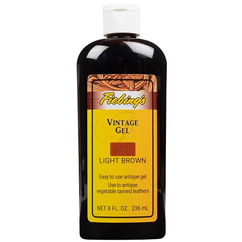 Fiebing's Vintage-Gel (237 ml, Hellbraun) – Antik- und Restaurierungsgel für kontrastreiche Akzente auf glatten und gezwickten Lederstiefeln, Schuhen, Geldbörsen – zweifarbiger Effekt betont von Fiebing's