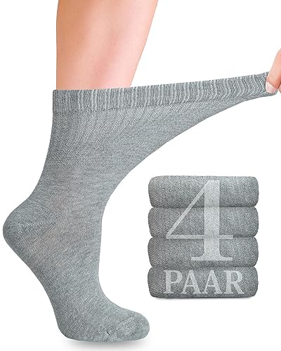 Diabetiker Socken Damen mit Lycra für den täglichen Gebrauch, 4 Paar, Nahtlos und Weich, Perfekt für Diabetiker und Schwangere, 10 Farbvariationen, in den Größen 35-38 und 39-42 (Hellgrau, 35-38) von Fiera Besa