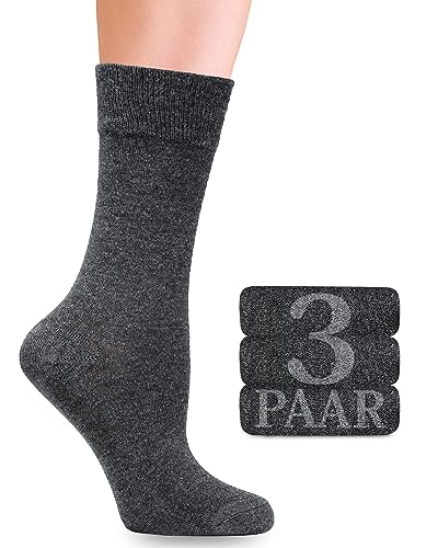 Damen Bambus-Socken mit Lycra: Komfortnaht, Business & Freizeit, 3 Paar in verschiedenen Farben und Größen (35-38, 39-42) Bequeme und elastische Socken ohne Gummibund und Naht (35-38, Charcoal) von Fiera Besa