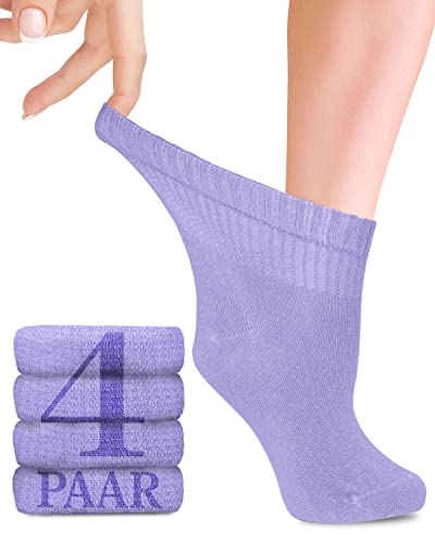 Fiera Besa Diabetiker Socken Damen mit Lycra, 4 Paar, Knöchelhoch Bambus Socken, Superweiche, Dünne und ohne Naht Bambussocken für den Alltag, 35-38 und 39-42 mit 18 Farben (35-38, Aster) von Fiera Besa