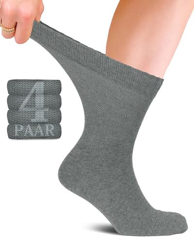 Fiera Besa Diabetiker Unisex Baumwollsocken mit Komfortbund: Nahtlos für Alltags- und Businessgebrauch; Ideal für Herren und Damen; 4 Paar von Fiera Besa