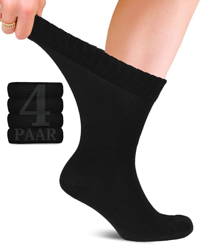 Fiera Besa Diabetiker Unisex Baumwollsocken mit Komfortbund: Nahtlos für Alltags- und Businessgebrauch; Ideal für Herren und Damen; 4 Paar von Fiera Besa