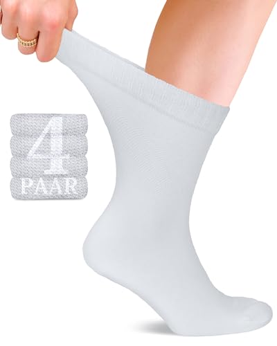 Fiera Besa Diabetiker Unisex Baumwollsocken mit Komfortbund: Nahtlos für Alltags- und Businessgebrauch; Ideal für Herren und Damen; 4 Paar von Fiera Besa