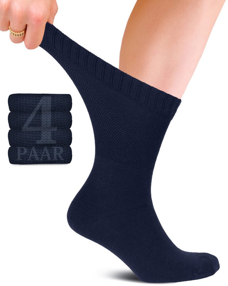 Fiera Besa Diabetikersocken (4 Paar) Unisex Baumwollsocken mit Komfortbund, Nahtlos für Alltags von Fiera Besa