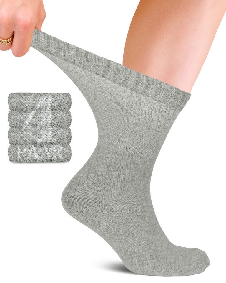 Fiera Besa Diabetikersocken (4 Paar) Unisex Baumwollsocken mit Komfortbund, Nahtlos für Alltags von Fiera Besa