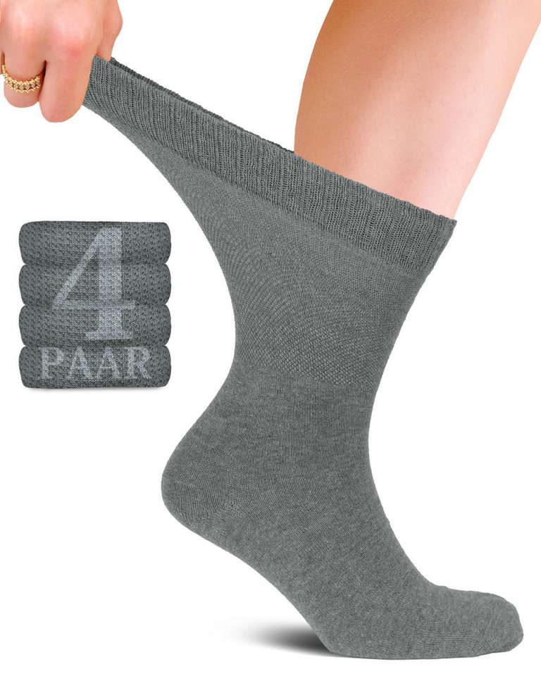 Fiera Besa Diabetikersocken (4 Paar) Unisex Baumwollsocken mit Komfortbund, Nahtlos für Alltags von Fiera Besa
