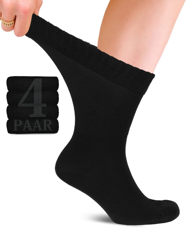 Fiera Besa Diabetikersocken (4 Paar) Unisex Baumwollsocken mit Komfortbund, Nahtlos für Alltags von Fiera Besa