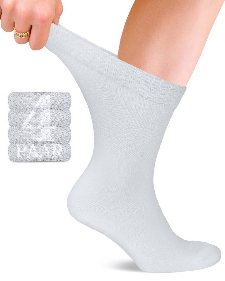 Fiera Besa Diabetikersocken (4 Paar) Unisex Baumwollsocken mit Komfortbund, Nahtlos für Alltags von Fiera Besa