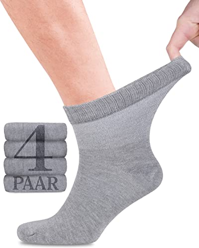 Fiera Besa Diabetikersocken Herren, 4 Paar Knöchelhohen Bambus Socken mit Lycra, Dünne und ohne Naht Bequem Bambussocken für Alltag, 39-42 und 43-46 mit 10 Farben (39-42, Hellgrau) von Fiera Besa