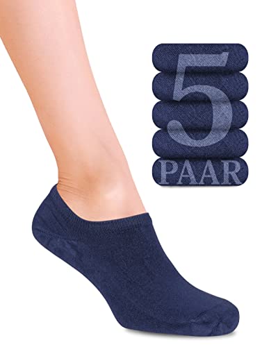 Fiera Besa Sneaker Socken Damen & Herren 35-38, 39-42, 43-46, Bambus Füßlinge, 5 Paar, Knöchel niedrig Unisex-Socken (35-38, Marineblau) von Fiera Besa