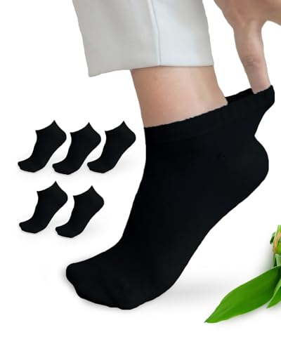 Socken Damen aus Bambus – Kurze Sneaker Socken 5 Paar – Weich & Elastisch, Ohne Naht, Verstärkte Ferse & Zehen, Made in Europe, Bequem & Atmungsaktiv – Schwarz & Weiß – Größen 35-38, 39-42, 43-48 von Fiera Besa