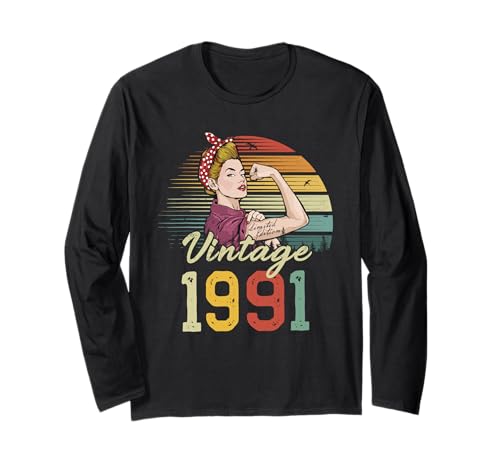 Unstoppable Strong Schöne Vintage-Damen zum 34. Geburtstag Langarmshirt von Fierce & Fabulous Studio.USA
