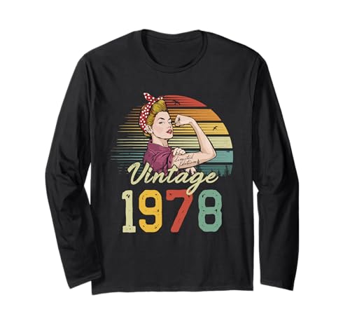 Unstoppable Strong Schöne Vintage-Damen zum 47. Geburtstag Langarmshirt von Fierce & Fabulous Studio.USA