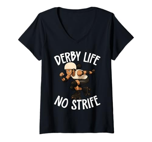 Damen Derby Leben, Kein Streit - Lustiger Roller Derby Skater T-Shirt mit V-Ausschnitt Damen Derby Leben, Kein Streit - Lustiger Roller Derby Skater T-Shirt mit V-Ausschnitt von Fierce & Sweet Roller Skating Sprüche