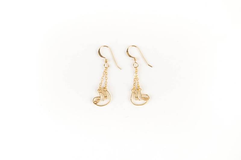 Faultier Dangle Ohrringe, Schmuck, 14Kt Gold Oder Sterling Silber Kleines von FierceDeer