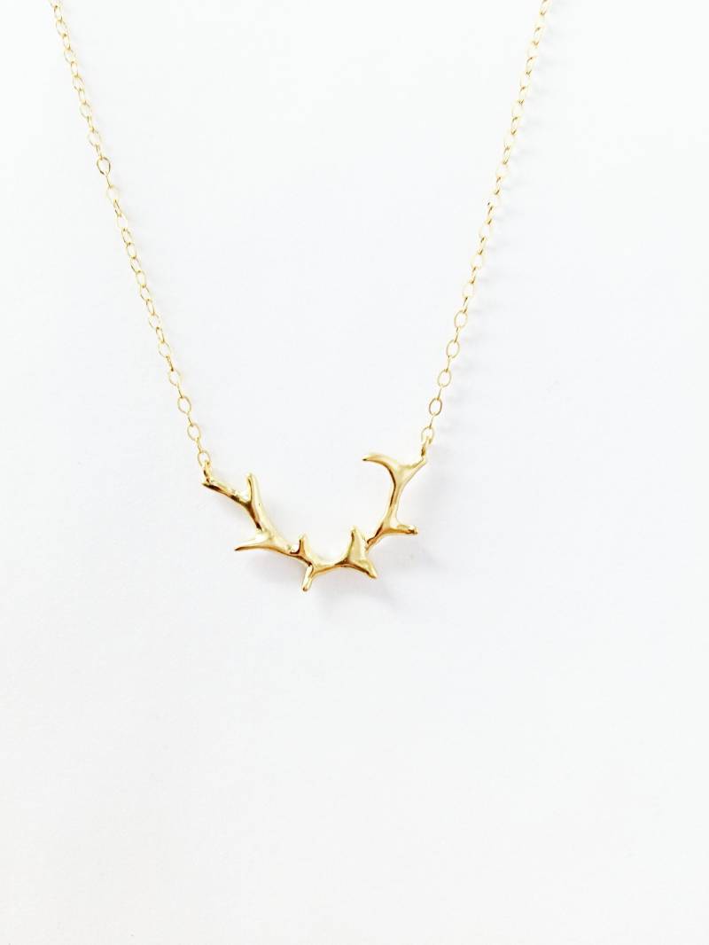 Geweih Halskette, Schichting Gold Oder Silber Hirschgeweih Geschenk von FierceDeer