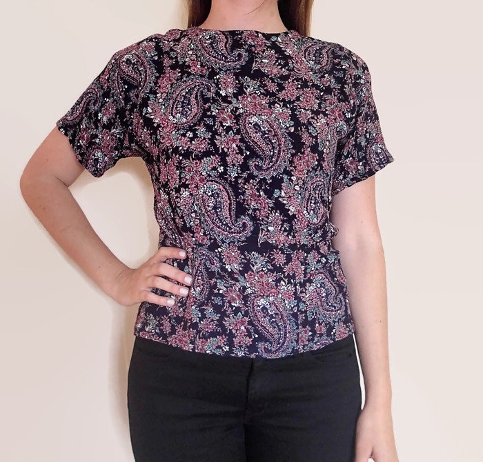 Christine David 80Er Jahre Paisley Bluse von FierceFrillsBoutique