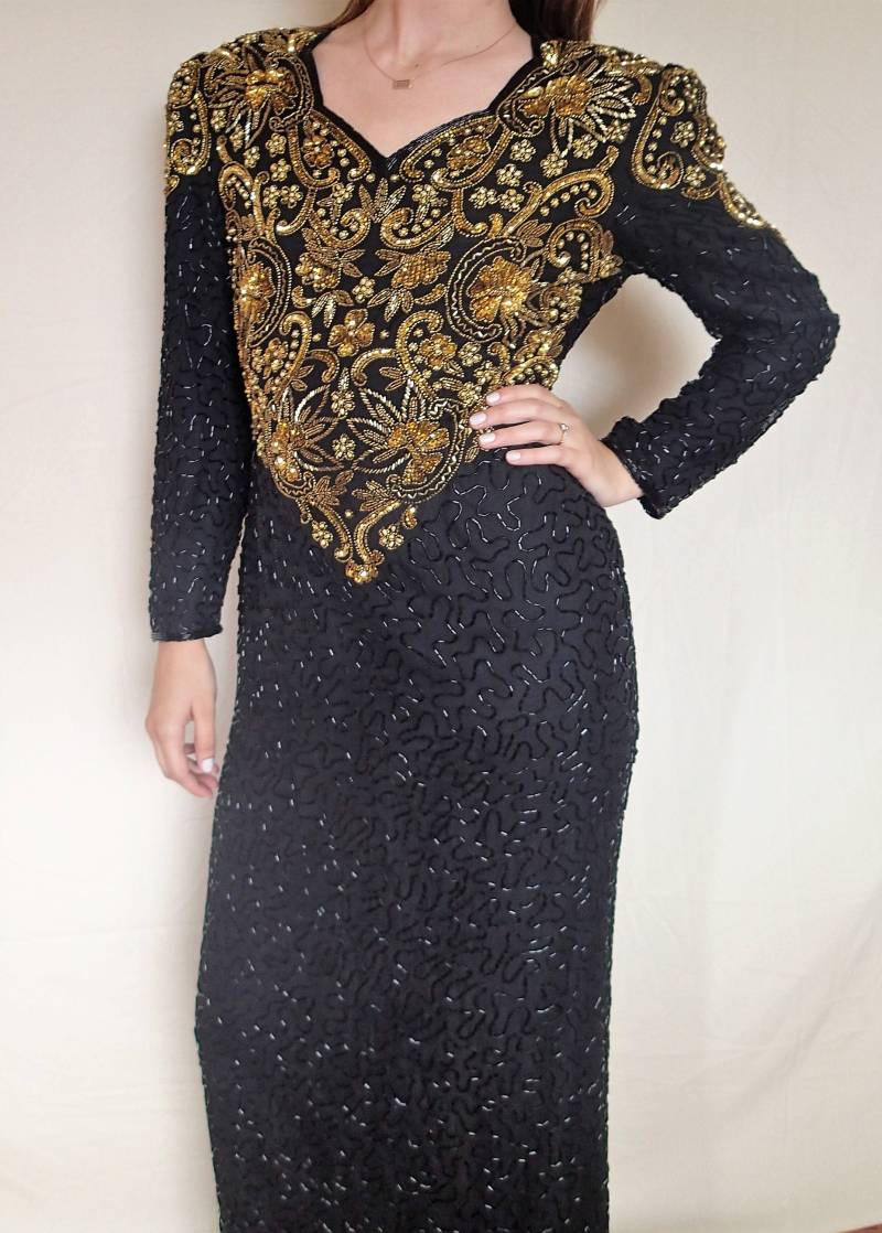 Vintage 80Er Jahre Scala Perlen Und Pailletten Kleid von FierceFrillsBoutique