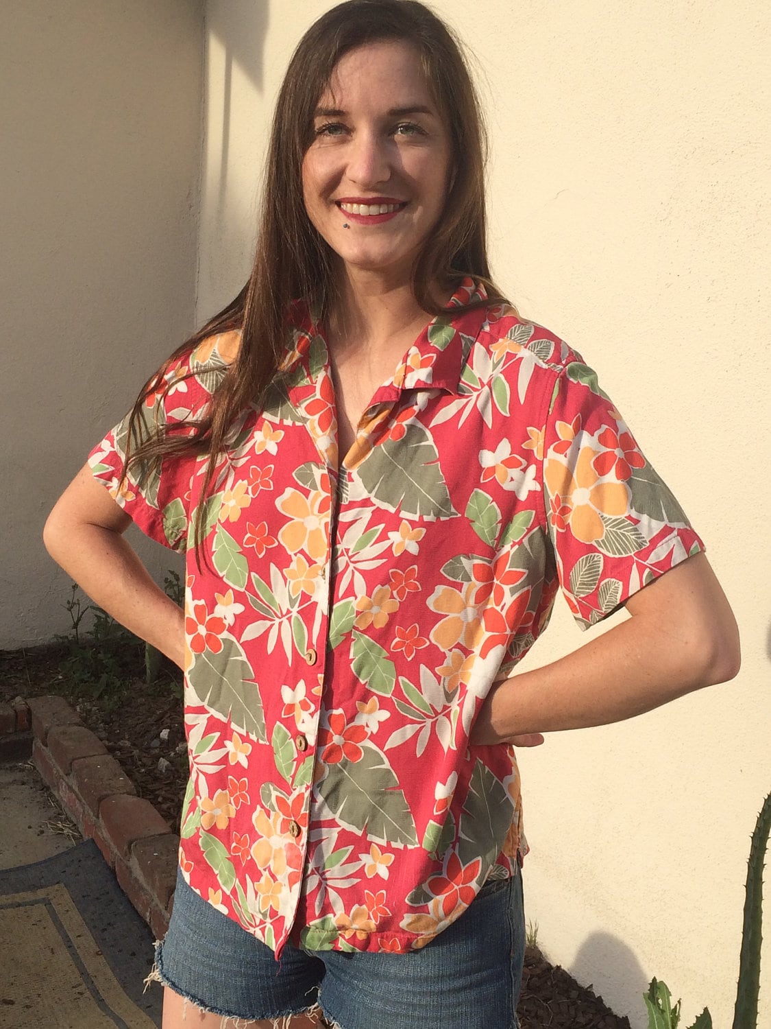 Vintage 90Er Jahre Karen Scott Sport Orange Hawaiian von FierceFrillsBoutique