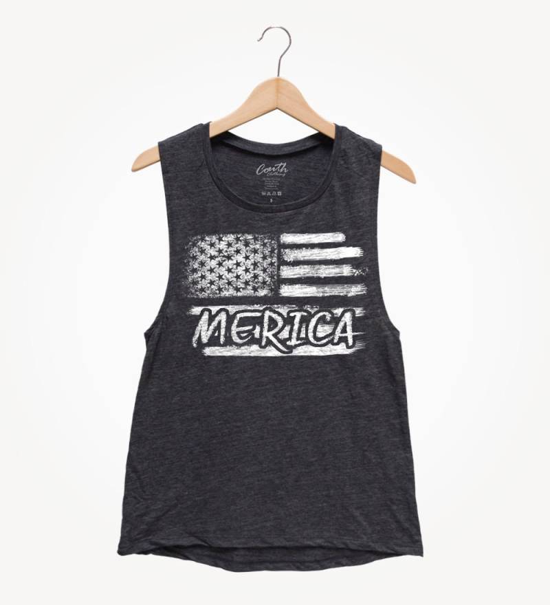 4. Juli Frauen Muskel-Tanktop Merica Usa Flagge T-Shirt von FierceTankDesign