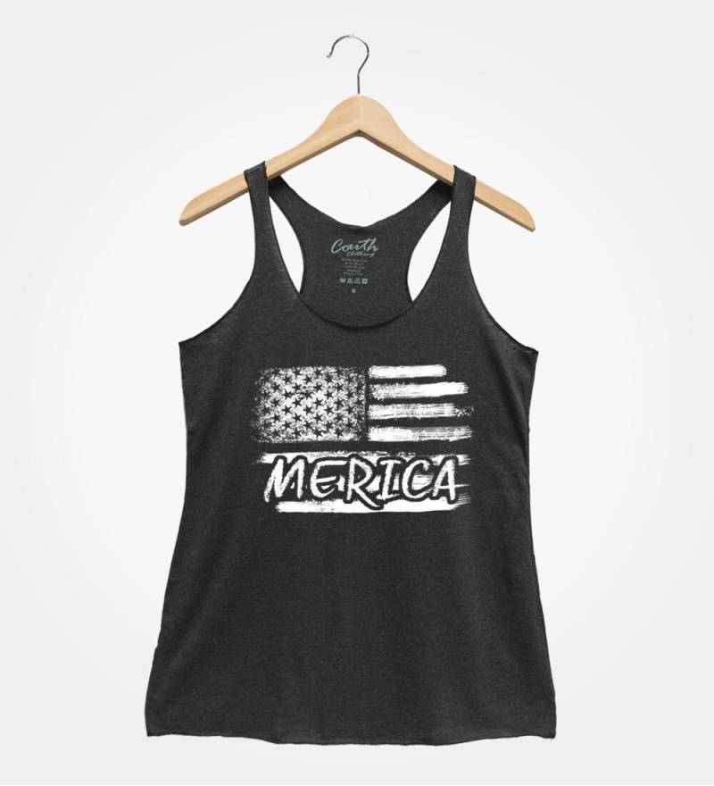 4. Juli Racerback Tank Frauen Merica Retro Shirt von FierceTankDesign