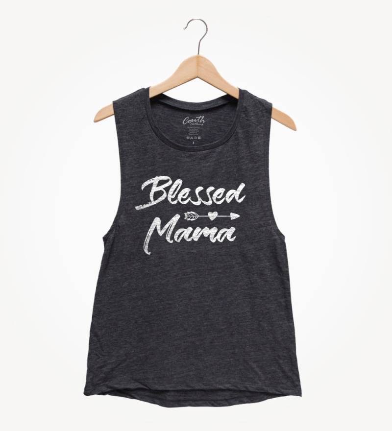 Blessed Mama Tank Top Entspannte Muskel T-Shirt von FierceTankDesign