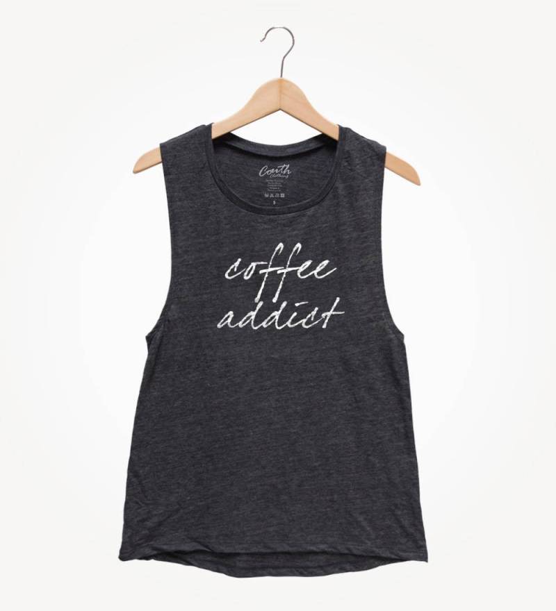 Coffee Addict Frauen Muskel Tank Top Relaxed Fit Workout Shirt von FierceTankDesign