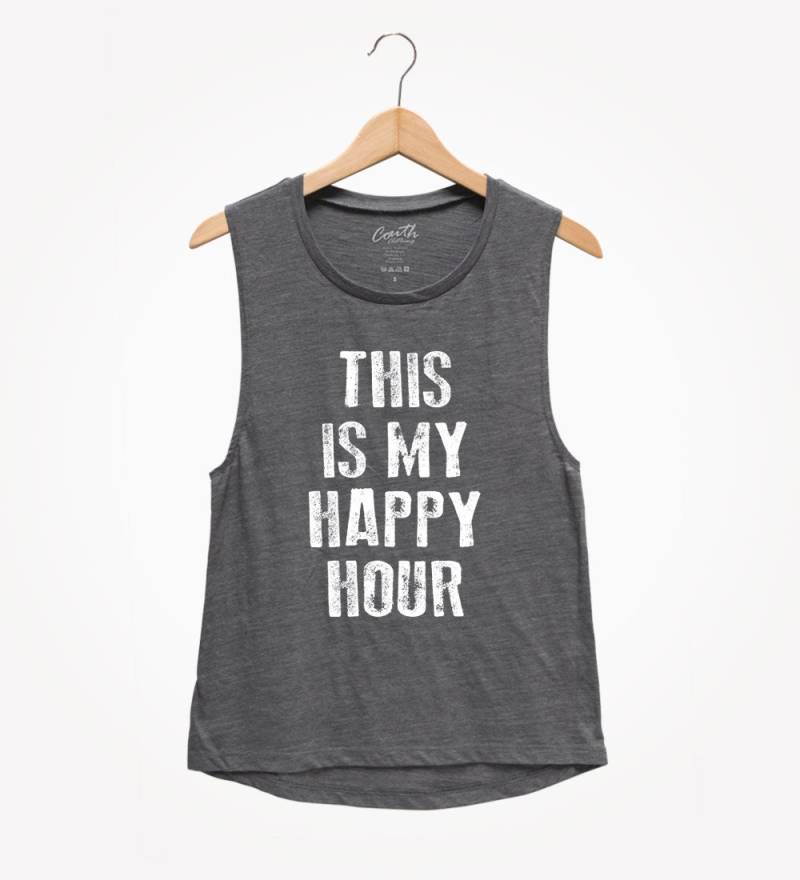 Das Ist My Happy Hour Muskel-Tanktop - Damen Workout-T-Shirt von FierceTankDesign