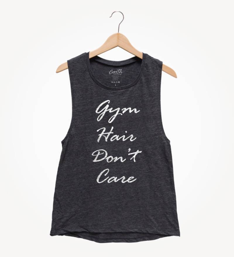 Gym Hair Don't Care Tank Top Frauen Workout Muskel-T-Shirt von FierceTankDesign