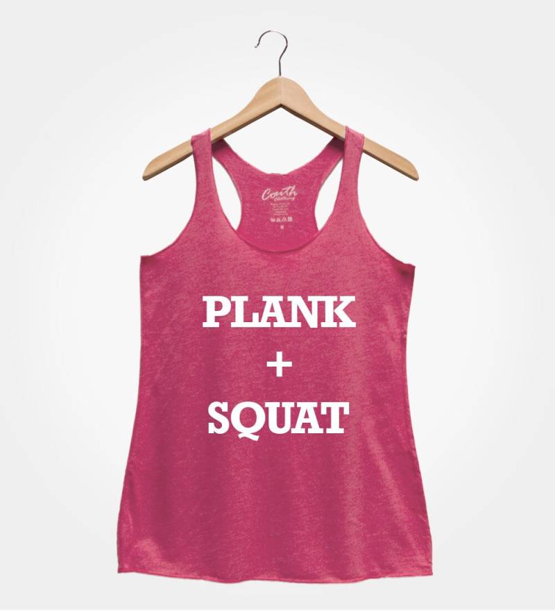 Plank Squat Frauen Tank Top Fitnessstudio Workout Shirt von FierceTankDesign