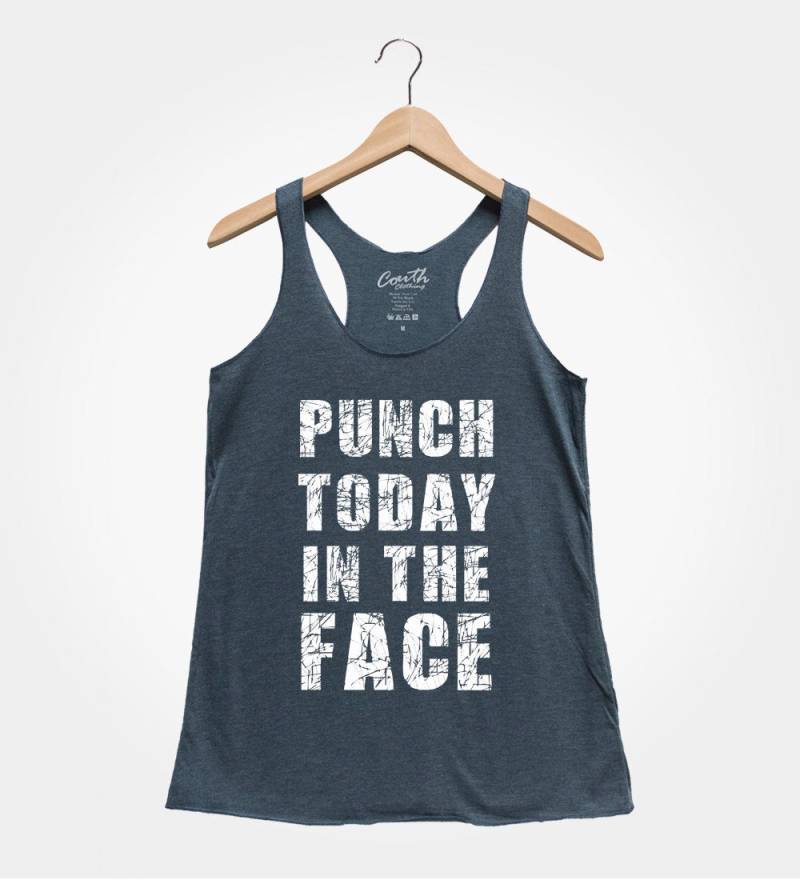 Punch Today in The Face Tank Top Frauen Fitness Boxen Shirt von FierceTankDesign