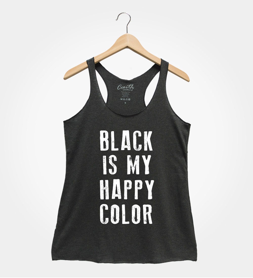 Schwarz Ist Meine Glückliche Farbe - Frauen Tank Top Lustiges Shirt Oberteil Geschenk Für Workout Yoga von FierceTankDesign