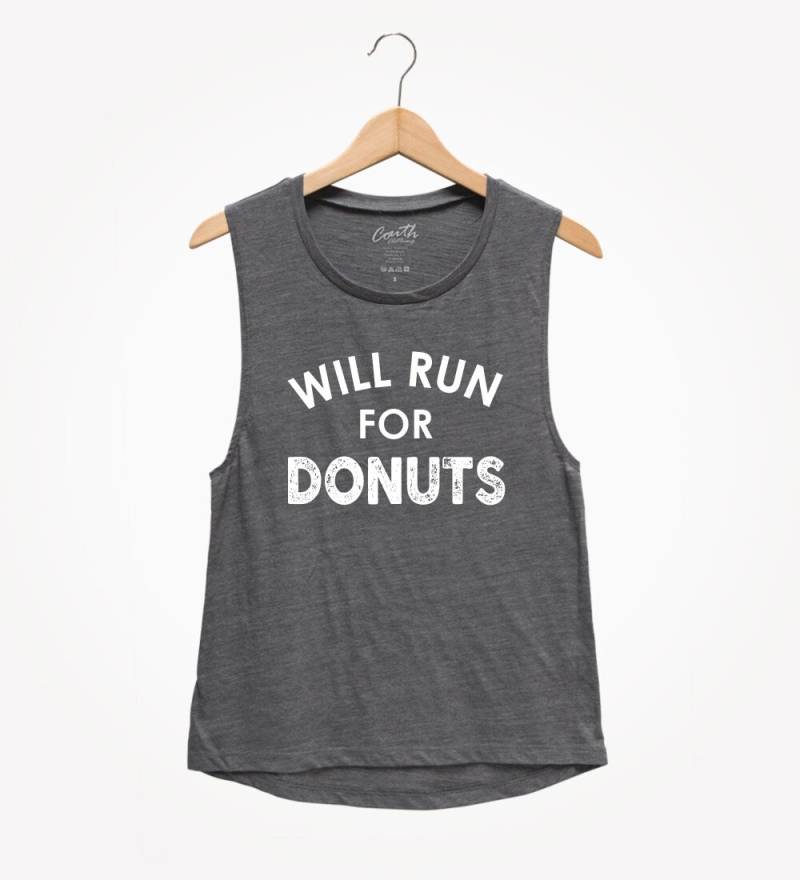 Will Run For Donuts Muskel-T-Shirt - Lustiges Tanktop Für Frauen von FierceTankDesign