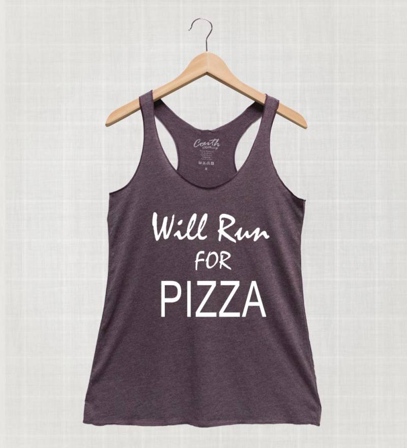 Will Run For Pizza Tank Top Damen Triblend Racerback Gym Shirt von FierceTankDesign