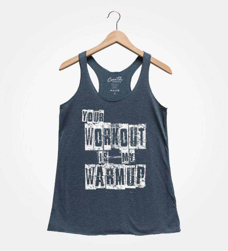 Workout Triblend Racerback Tank Top "Dein Training Ist Mein Warm-Up" von FierceTankDesign