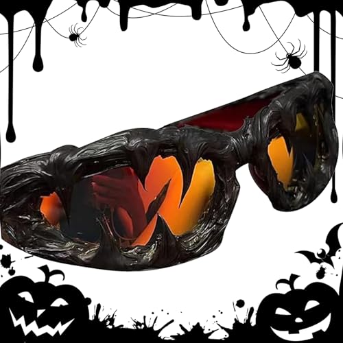 Fierudeng Halloween Brille | Halloween Party Brille - Mode Dunkel Stil UV400 Schutz Unisex Jugendliche Festival Disco von Fierudeng
